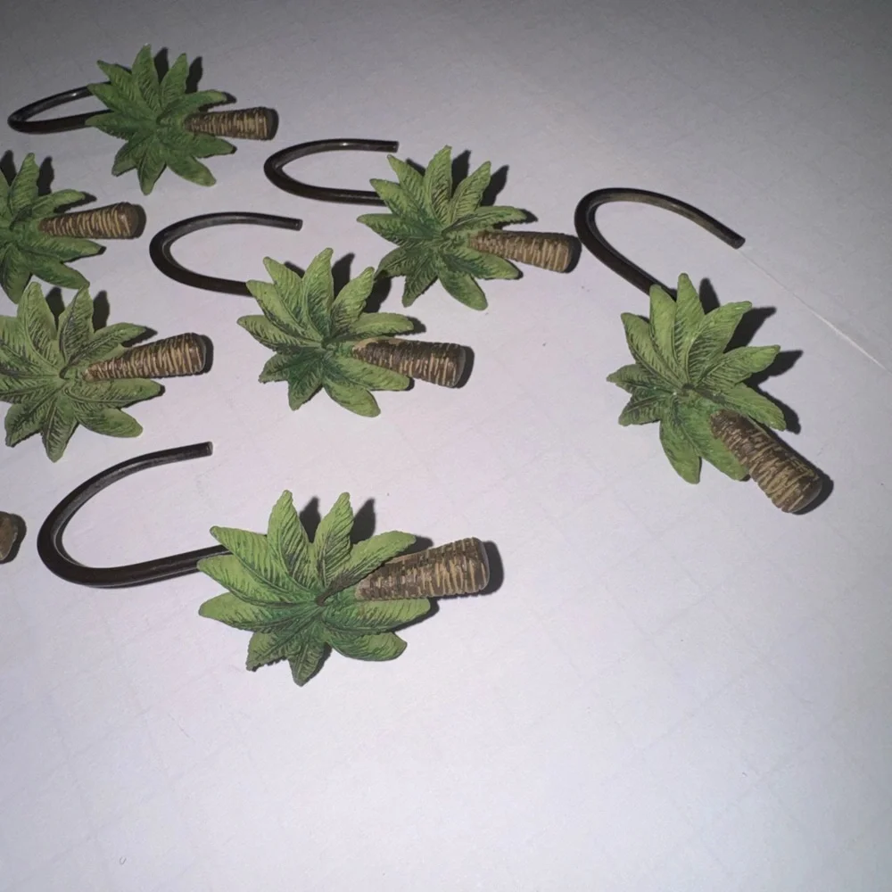 Floral & Palm Trees Shower Curtain Hooks Mixed Lot Of 24